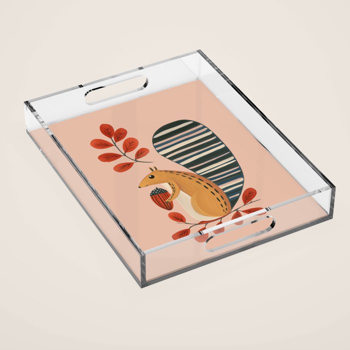 Squirrel in a Pink Autumn Acrylic Tray Gallery Image 1
