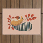 Squirrel in a Pink Autumn Outdoor Rug Gallery Image 1