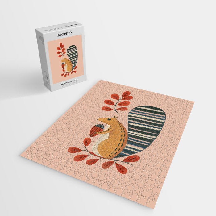 Squirrel in a Pink Autumn Jigsaw Puzzle Gallery Image 2