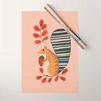 Squirrel in a Pink Autumn Wrapping Paper Gallery Image 1