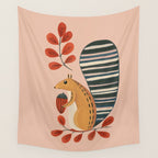 Squirrel in a Pink Autumn Wall Tapestry Gallery Image 4