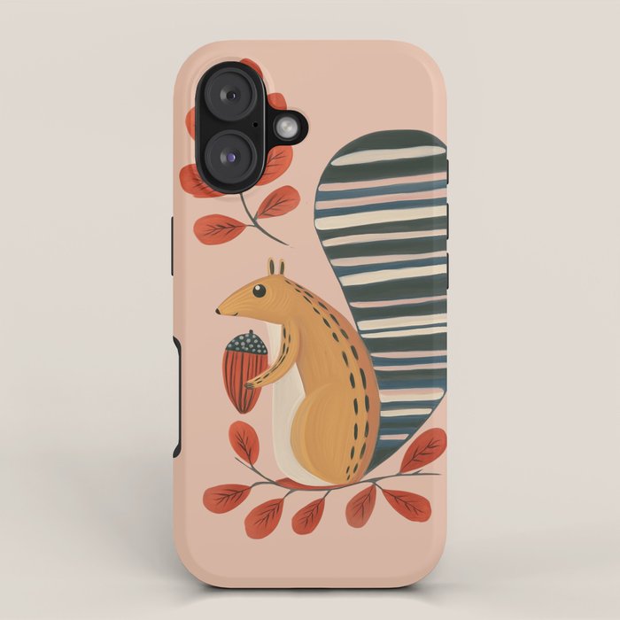 Squirrel in a Pink Autumn iPhone Case Gallery Image 1