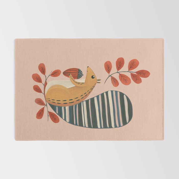 Squirrel in a Pink Autumn Rug Gallery Image 2