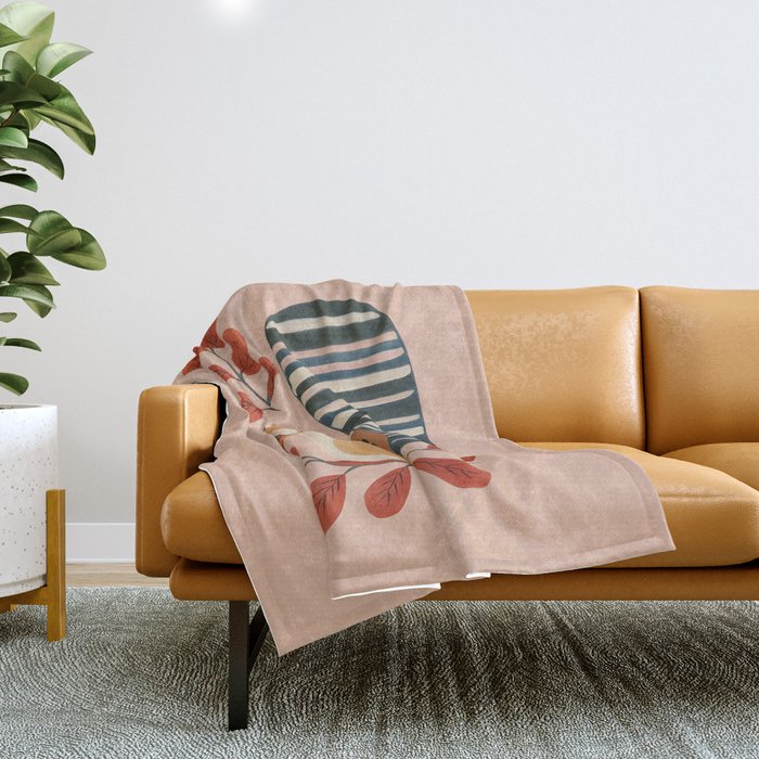 Squirrel in a Pink Autumn Throw Blanket Gallery Image 1
