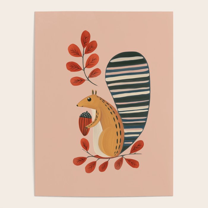 Squirrel in a Pink Autumn Poster Gallery Image 4