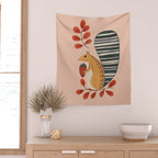 Squirrel in a Pink Autumn Wall Tapestry Gallery Image 2