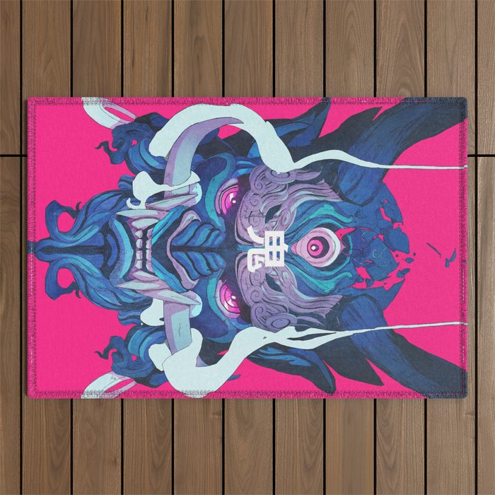 Oni Mask 01 Outdoor Rug Gallery Image 1