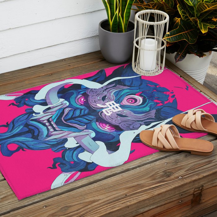 Oni Mask 01 Outdoor Rug Gallery Image 2
