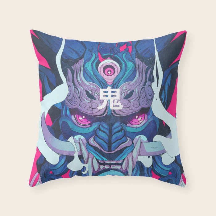 Oni Mask 01 Throw Pillow Gallery Image 6