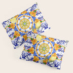 Summer,citrus,mosaic,lemon fruit,Mediterranean art Pillow Sham Gallery Image 3