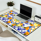 Summer,citrus,mosaic,lemon fruit,Mediterranean art Desk Mat Gallery Image 2