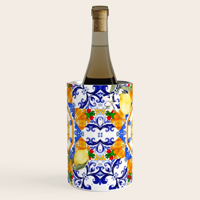 Summer,citrus,mosaic,lemon fruit,Mediterranean art Wine Chiller Gallery Image 2