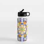 Summer,citrus,mosaic,lemon fruit,Mediterranean art Water Bottle Gallery Image 1