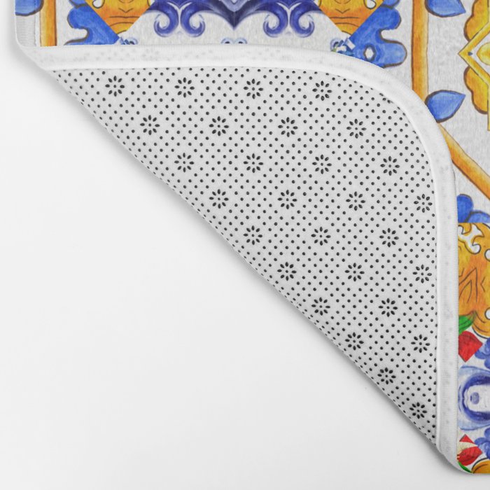 Summer,citrus,mosaic,lemon fruit,Mediterranean art Bath Mat Gallery Image 2