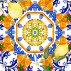 Summer,citrus,mosaic,lemon fruit,Mediterranean art Coffee Mug Gallery Image 2