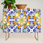 Summer,citrus,mosaic,lemon fruit,Mediterranean art Credenza Gallery Image 1