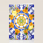 Summer,citrus,mosaic,lemon fruit,Mediterranean art Stationery Card Gallery Image 2
