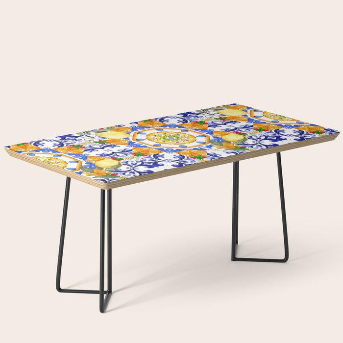 Summer,citrus,mosaic,lemon fruit,Mediterranean art Coffee Table Gallery Image 1
