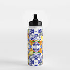 Summer,citrus,mosaic,lemon fruit,Mediterranean art Water Bottle Gallery Image 2