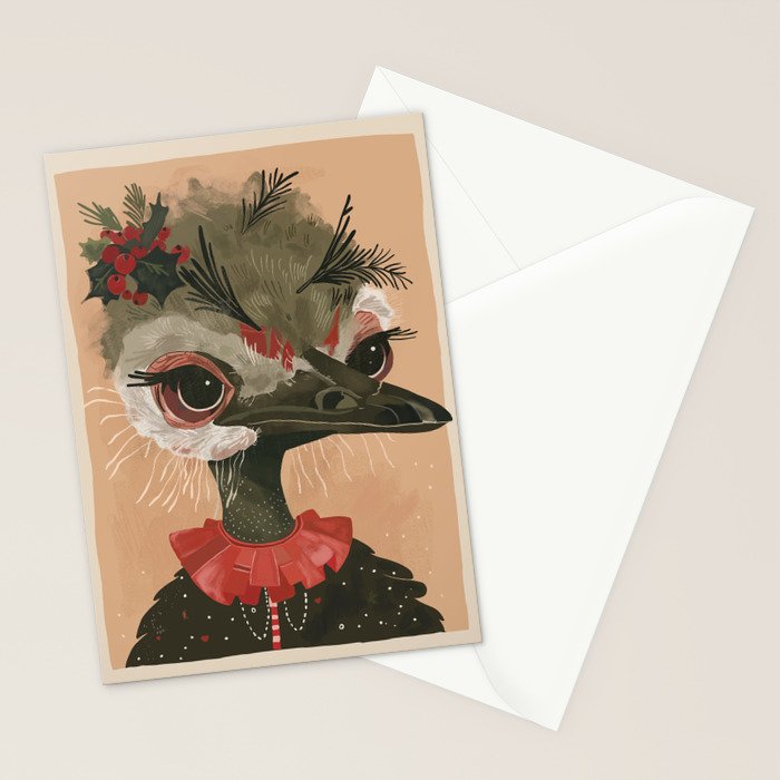 Festive Ostrich Stationery Card Gallery Image 2