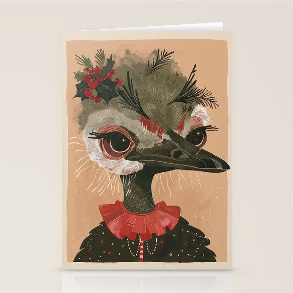 Festive Ostrich Stationery Card Gallery Image 2