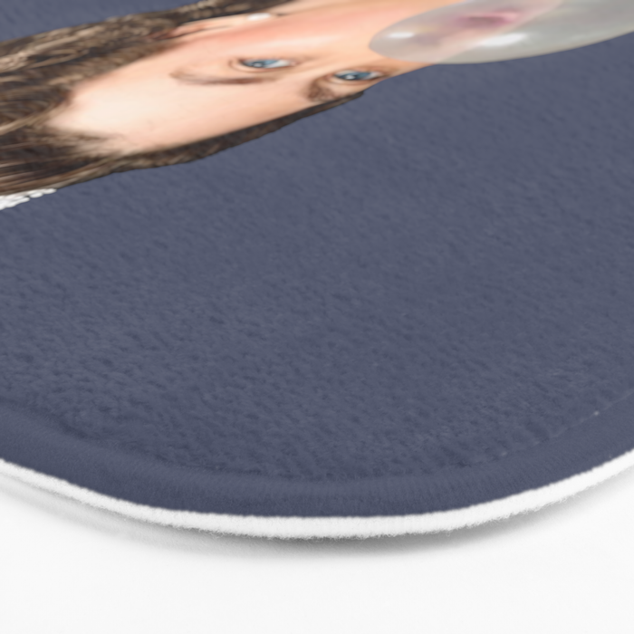 Queen Elizabeth in blue satin blowing a bubble gum Bath Mat Gallery Image 3