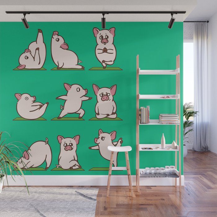 Pig Yoga Wall Mural Gallery Image 1