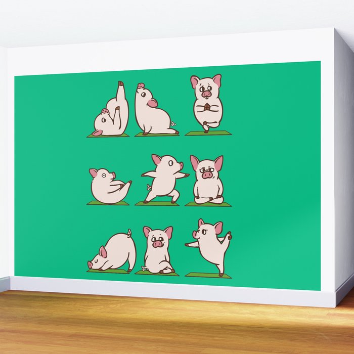 Pig Yoga Wall Mural Gallery Image 2