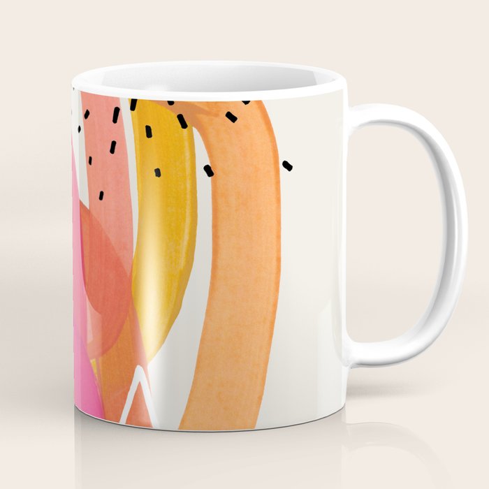 Mid Century Modern Abstract Colorful Art Ombre Magenta Yellow Circles Raindrops Geometric Pattern Coffee Mug Gallery Image 1