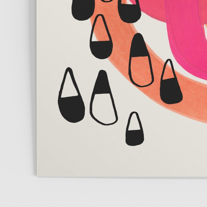 Mid Century Modern Abstract Colorful Art Ombre Magenta Yellow Circles Raindrops Geometric Pattern Poster Gallery Image 3