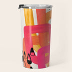 Mid Century Modern Abstract Colorful Art Ombre Magenta Yellow Circles Raindrops Geometric Pattern Travel Mug Gallery Image 3