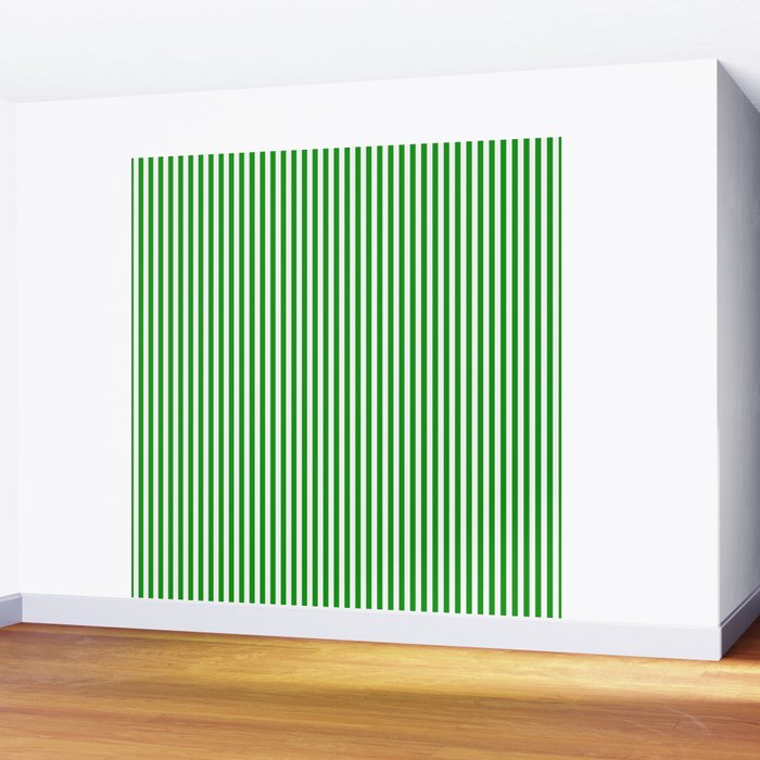 Green and White Stripes Pattern Wall Mural Gallery Image 2