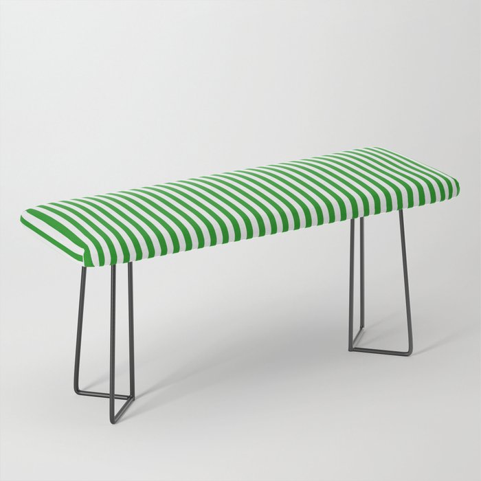 Green and White Stripes Pattern Bench Gallery Image 1
