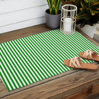 Green and White Stripes Pattern Outdoor Rug Gallery Image 2