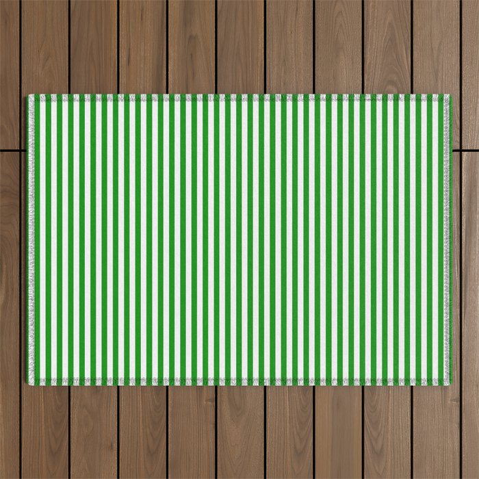 Green and White Stripes Pattern Outdoor Rug Gallery Image 1