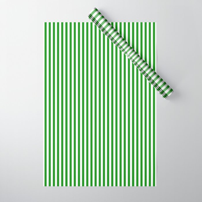 Green and White Stripes Pattern Wrapping Paper Gallery Image 1
