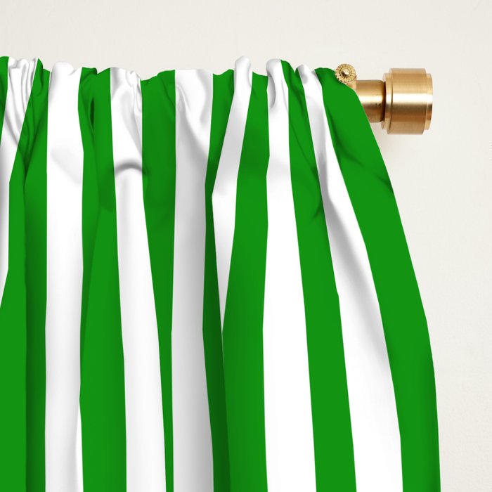 Green and White Stripes Pattern Window Curtain Gallery Image 2