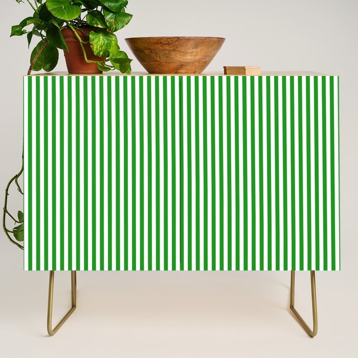 Green and White Stripes Pattern Credenza Gallery Image 1