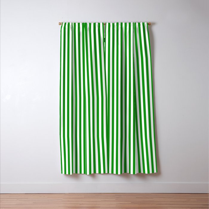Green and White Stripes Pattern Window Curtain Gallery Image 3