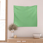 Green and White Stripes Pattern Wall Tapestry Gallery Image 2