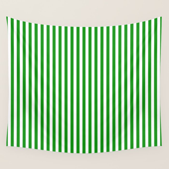 Green and White Stripes Pattern Wall Tapestry Gallery Image 1