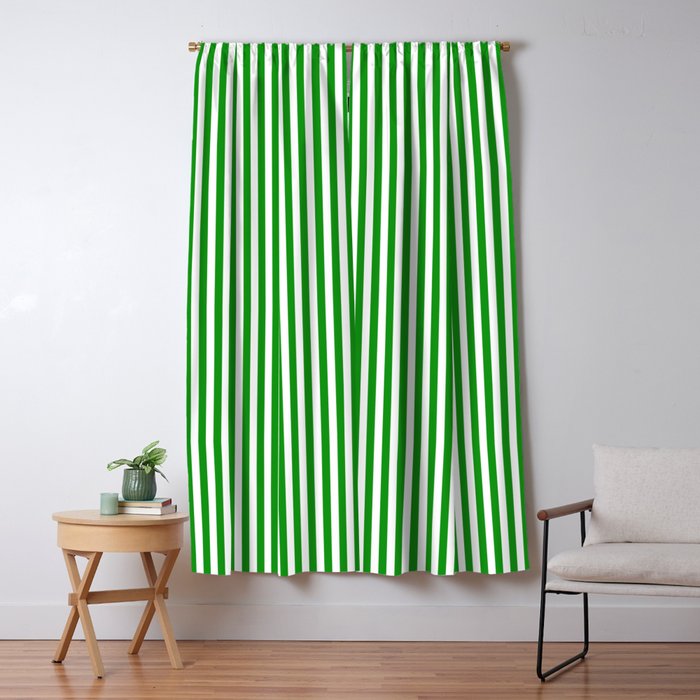 Green and White Stripes Pattern Window Curtain Gallery Image 5
