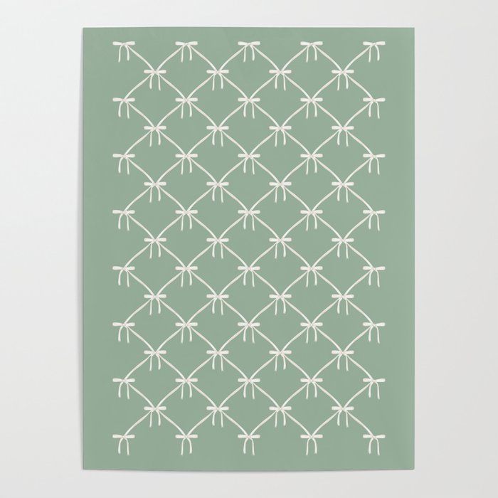 Bows & Ribbons Pattern XXVII Sage Green Poster Gallery Image 4