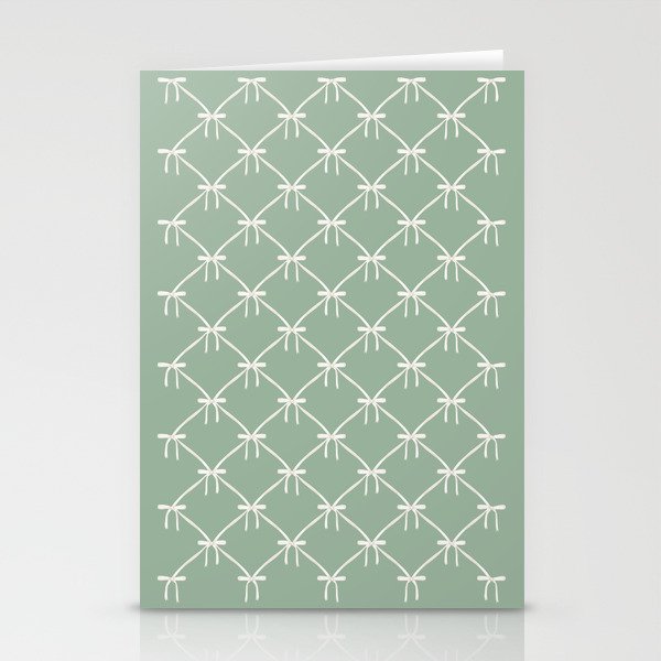 Bows & Ribbons Pattern XXVII Sage Green Stationery Card Gallery Image 1