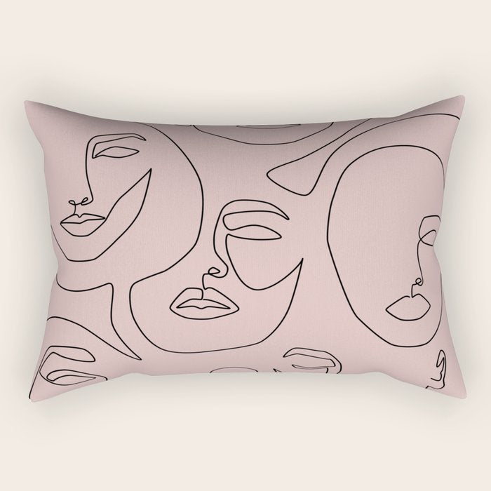 Blush Faces Rectangular Pillow Gallery Image 2
