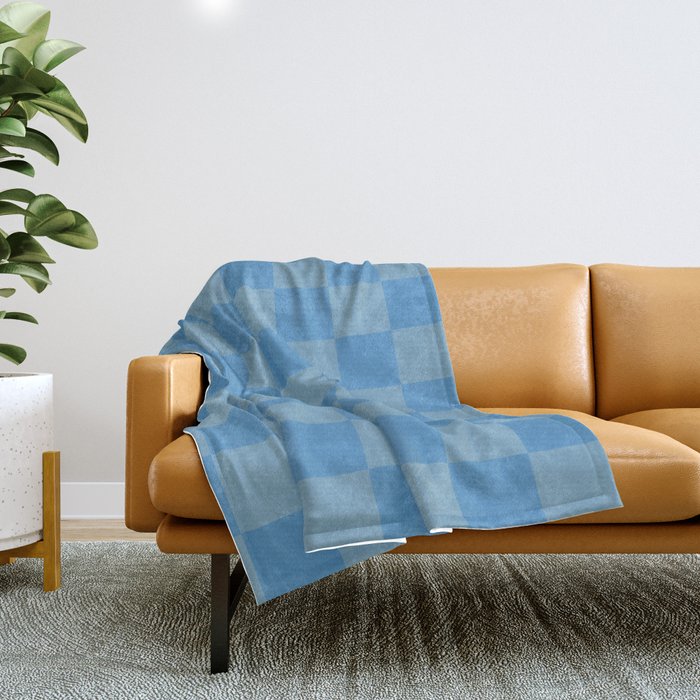 Seaside Blues Mixed Checker Throw Blanket Gallery Image 1