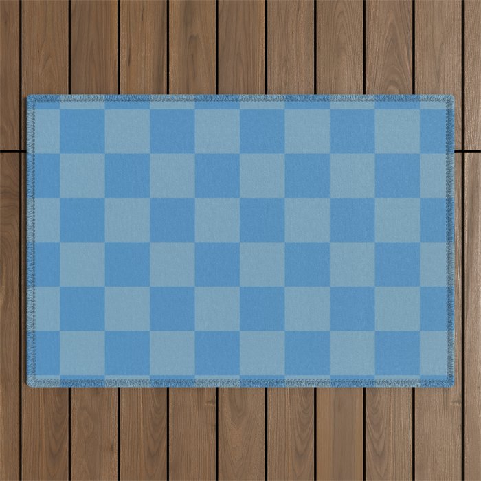 Seaside Blues Mixed Checker Outdoor Rug Gallery Image 1