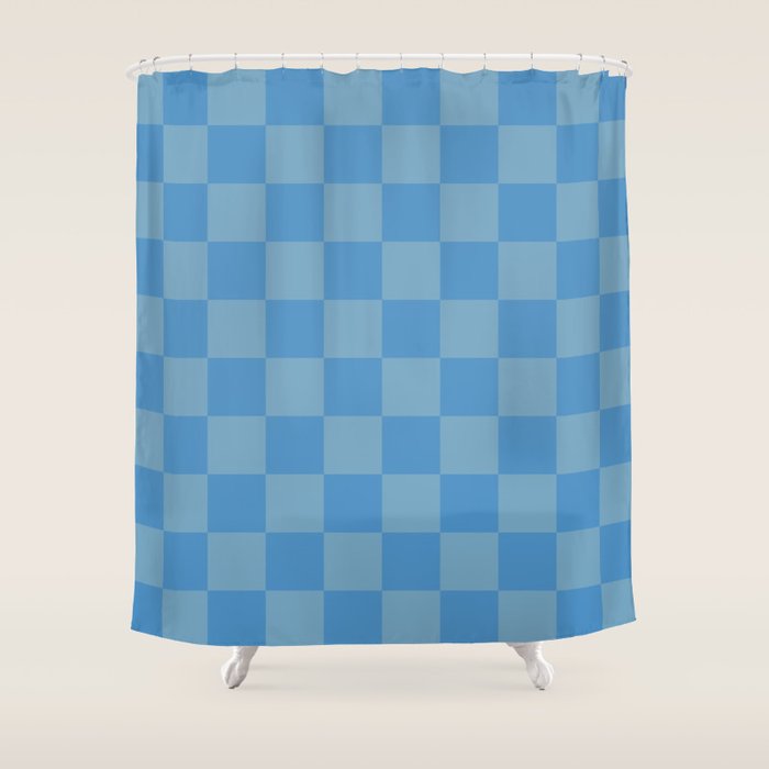 Seaside Blues Mixed Checker Shower Curtain Gallery Image 1