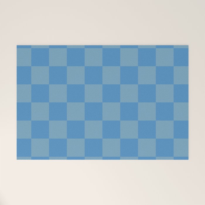Seaside Blues Mixed Checker Welcome Mat Gallery Image 1