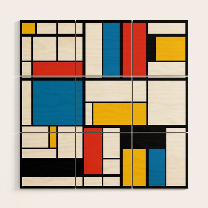Mondrian De Stijl Modern Art Wood Wall Art Gallery Image 1